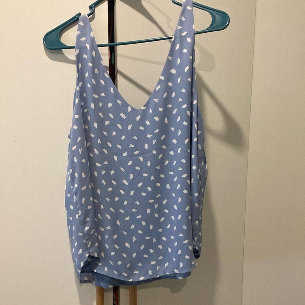 LOFT Blue Sleeveless Camisole Tank double v neck